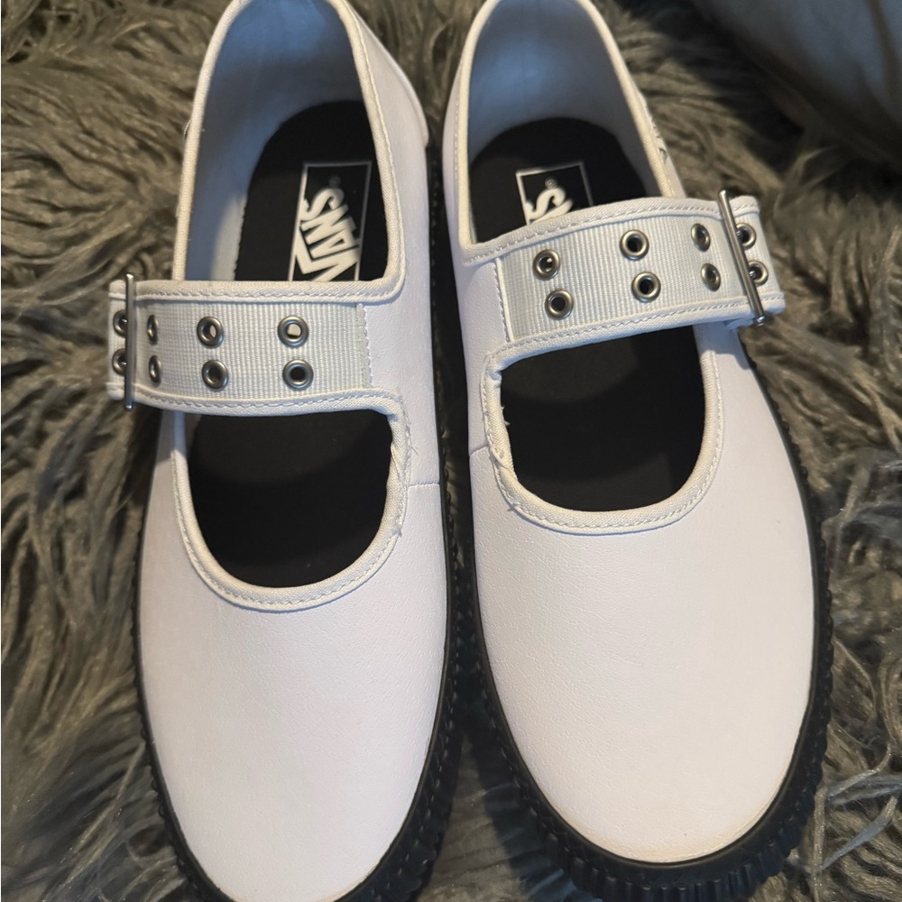 Vans White and Black Mary Jane Creepers